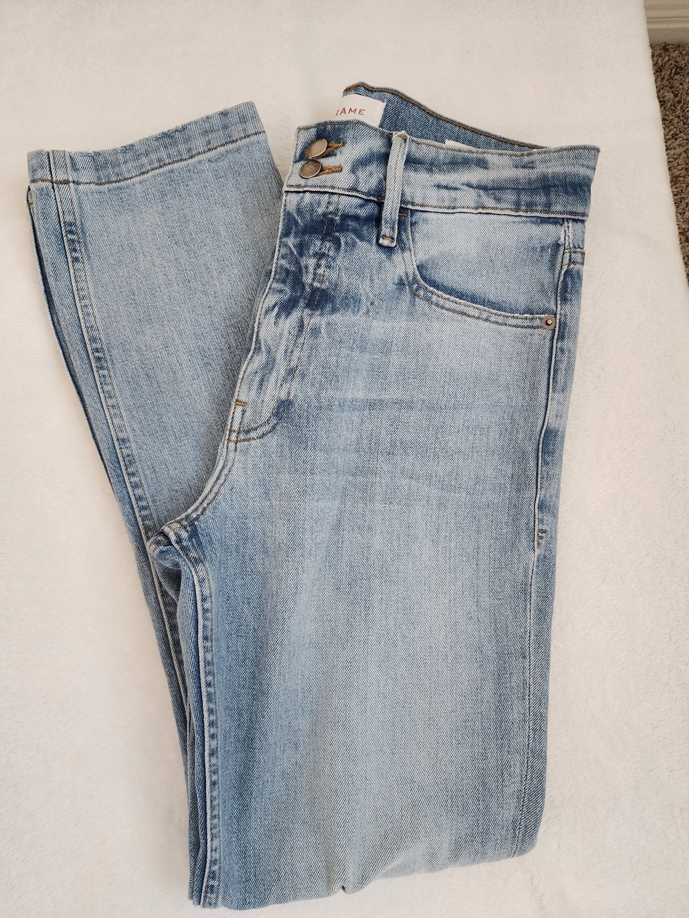 FRAME Le Sylvie Slender Straight Jeans Size 27 Light Wash High Rise Denim - Picture 10 of 12